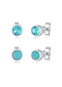 Paar Ohrstecker Elli "Ohrringe Kristalle Basic Ohrstecker Set Silber", blau, Ohrringe, Damen, ohne Stein, Silber 925 (Sterlingsilber), Paar Ohrstecker