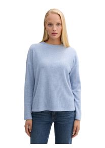 Strickpullover Tom Tailor, Damen, Gr. XL (42), blau (colony blau melange), Strick, Obermaterial: 69% Polyester, 27% Viskose, 4% Elasthan, meliert, loose fit taillenbedeckt, Rundhals, Rippb&uuml;ndchen, Pullover Strickpullover, mit Strickmuster