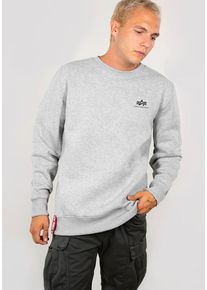 Sweatshirt Alpha Industries "Basic Sweater small Logo", Herren, Gr. S, grau (grau heather), angeraute Sweatware, Obermaterial: 80% Baumwolle, 20% Polyester, bedruckt, meliert, normal normal, Rundhals, Rippb&uuml;ndchen, Sweatshirts Sweatshirt, Baumwollmischung, regular fit