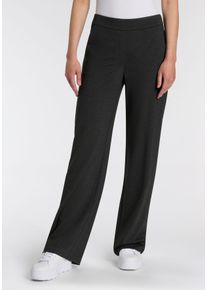 Bootcuthose MAC "CHIARA", Damen, Gr. 46, L&auml;nge 32, grau (silber shadow melange), Flanell, Obermaterial: 63% Viskose, 33% Polyamid, 4% Elasthan, bootcut fit lang, Hosen Bootcuthose, Bootcut-Form in figurbetonter Form