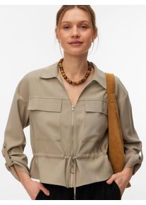 V&eacute;ro Moda Langarmbluse VERO MODA "VMKATIE LS SHIRT WVN NOOS", Damen, Gr. XL, laurel oak, Web, Obermaterial: 90% Viskose, 10% Polyester, unifarben, normal, V-Ausschnitt, Blusen Langarmbluse, Materialmix