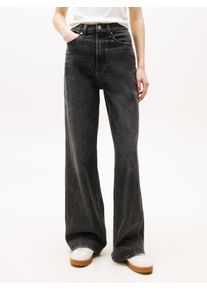 Weite Jeans Tommy Jeans "Claire High Rise", Damen, Gr. 32, L&auml;nge 32, schwarz (denim washed schwarz), Denim/Jeans, Obermaterial: 99% Baumwolle, 1% Elasthan, unifarben, weit lang, Jeans Weite Jeans, mit Logo-Badge