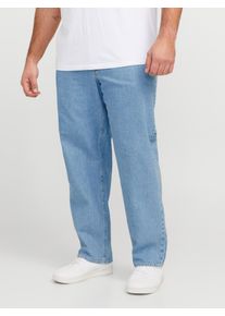 Jack & Jones PlusSize Relax-fit-Jeans, Herren, Gr. 52, L&auml;nge 32, blau (blau denim), Denim/Jeans, Obermaterial: 100% Baumwolle, JACK & JONES PLUSSIZE, Abriebeffekte, relaxed fit kn&ouml;chellang, Jeans Relax-fit-Jeans