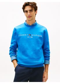Sweatshirt Tommy Hilfiger "TOMMY LOGO", Herren, Gr. L, blau orbit, Sweatware, Obermaterial: 70% Baumwolle, 30% Polyester, normal h&uuml;ftbedeckend, Rundhals, eingesetzt Rippb&uuml;ndchen, Sweatshirts Sweatshirt, unifarben, casual, regular fit, Baumwollmix, Rundhals