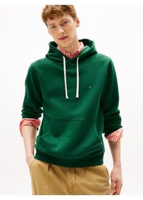 Hoodie Tommy Hilfiger "ESS SEASONAL FLEECE HOODY mit Kapuze und K&auml;ngurutasche", Herren, Gr. S, gr&uuml;n (ornamental gr&uuml;n), Sweatware, Obermaterial: 60% Baumwolle, 40% Polyester, bequem h&uuml;ftlang, elastischer Bund, Sweatshirts Hoodie, unifarben, casual, regular fit, Baumwollmix, Kapuze