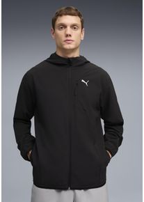 Kapuzensweatjacke Puma "M PWRTRAIN STRETCH WOVEN JACKET", Herren, Gr. M, Puma schwarz, new cat color, Obermaterial: 87% Polyester, 13% Elasthan, regular fit normal, angesetztes B&uuml;ndchen, Sweatjacken Kapuzensweatjacke, mit Kapuze, f&uuml;r Training und sportliche Aktivit&auml;ten, Regular Fit