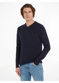 V-Ausschnitt-Pullover Tommy Hilfiger "PIMA ORG CTN CASHMERE V NECK", Herren, Gr. XL, blau (desert sky), Obermaterial: 92% Baumwolle, 8% Kaschmir, V-Ausschnitt, Pullover V-Ausschnitt-Pullover
