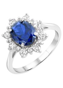 Goldring Firetti "Schmuck Geschenk Gold 375 Damenring Goldring Edelstein Farbstein Rubin" Gr. 62, blau (wei&szlig;goldfarben, blau, kristallwei&szlig;), Fingerringe, Damen, 62, Wei&szlig;gold 333, 2mm, Goldring, mit Rubin oder Spinell (synth.), Zirkonia (synth.)