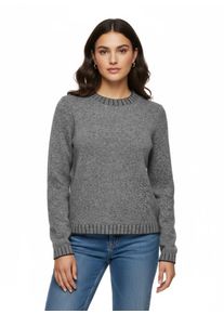 Strickpullover Only "ONLFINA LS STITCH O-NECK CC KNT", Damen, Gr. XS, grau (medium grau melange detail:dunkelgrau mel), Strick, Obermaterial: 35% Polyester, 30% Nylon, 25% Polyacryl, 7% Wolle, 3% Elasthan, unifarben, regular fit kurz, Rundhals, B&uuml;ndchen, Pullover Strickpullover, Materialmix, normal geschnitten