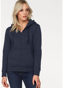 Kapuzensweatshirt Fruit of the Loom "Lady-Fit Premium hooded Sweat Jacket", Damen, Gr. XXL (44), blau (marine), angeraute Sweatware, Obermaterial: 70% Baumwolle, 30% Polyester, unifarben, figurbetont, eingesetzt angesetztes B&uuml;ndchen, Sweatshirts Kapuzensweatshirt, Topseller