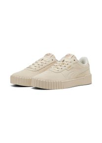 Sneaker Puma "CARINA 3.0 SD", Damen, Gr. 42,5, wei&szlig; (alpine snow, Puma gold), Leder, unifarben, Schuhe Sneaker, aus Wildleder, mit SOFTFOAM+ Einlegesohle, mit Schn&uuml;rung, Topseller