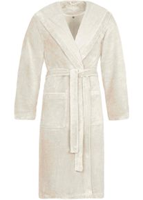 Unisex-Bademantel Vossen "Lynn" Gr. S, wei&szlig; (ivory), L:120cm, Wirkvelours, Hausm&auml;ntel, Unisex-Bademantel, f&uuml;r Damen & Herren, mit Kapuze, aus Microfaser