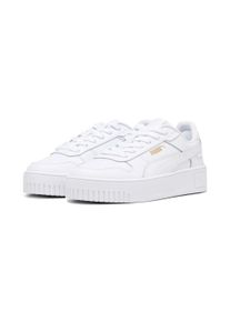 Sneaker Puma "CARINA STREET JR", M&auml;dchen, Gr. 36, wei&szlig; (Puma wei&szlig;, Puma wei&szlig;, Puma gold), Leder, Synthetik, Schuhe Sneaker, mit sportlicher Silhouette, mit Plateausohle, mit Schn&uuml;rung