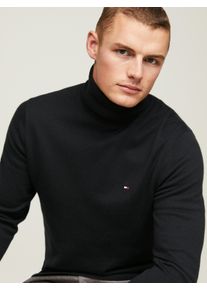 Rollkragenpullover Tommy Hilfiger "PIMA ORG CTN CASHMERE ROLL NECK", Herren, Gr. S, schwarz, Obermaterial: 92% Baumwolle, 8% Kaschmir, amerikanischer Ausschnitt, Pullover Rollkragenpullover