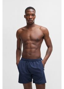 Badeshorts BOSS "Dolphin", Herren, Gr. S, N-Gr, blau (marine), Microfaser, Polyester, unifarben mit Farbeinsatz, Badehosen Badeshorts, mit seitlichem Kontraststreifen