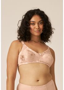 Minimizer-BH Naturana "Minimizer", Damen, Gr. 80, Cup B, beige (light beige), Jacquard, Obermaterial: 93% Polyamid, 7% Elasthan, Jacquardmuster, gebl&uuml;mt, unifarben, sehr bequem, BHs Minimizer-BH, Shaping-Effekt, breite Tr&auml;ger, feminin, b&uuml;gellos, Satin, Blumenmuster