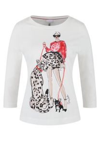 Rundhalsshirt Sportalm KITZB&Uuml;HEL, Damen, Gr. 46, wei&szlig; bedruckt, Single Jersey, Obermaterial: 100% Baumwolle, bedruckt, gemustert, mehrfarbig, regular fit h&uuml;ftlang, Rundhals, eingesetzt abgesteppte Kante, Shirts Rundhalsshirt, mit Frontprint