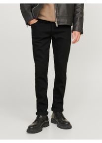 Jack & Jones Slim-fit-Jeans JACK & JONES "JJIGLENN Slim-Fit mit Stretch und praktischer 5-Pocket-Form", Herren, Gr. 30, L&auml;nge 34, schwarz (schwarz denim), Denim/Jeans, Obermaterial: 70% Baumwolle, 28% Polyester, 2% Elasthan, Abriebeffekte, slim fit kn&ouml;chellang, Jeans Slim-fit-Jeans, Baumwollmischung, slim fit, Topseller