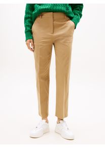 Chinohose Tommy Hilfiger, Damen, Gr. 46, N-Gr, driftwood taupe, Web, Obermaterial: 65% Baumwolle, 33% Lyocell, 2% Elasthan, unifarben, slim fit 7/8-L&auml;nge, Hosen Chinohose, mit B&uuml;gelfalten