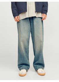 Jack & Jones Relax-fit-Jeans JACK & JONES "JJIRON JJORIGINAL AKM NOOS", Herren, Gr. 30, L&auml;nge 34, blau (blau denim), Denim/Jeans, Obermaterial: 100% Baumwolle, Abriebeffekte, loose fit kn&ouml;chellang, Jeans Relax-fit-Jeans