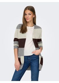 Strickjacke Only "ONLLESLY L/S OPEN CARDIGAN KNT NOOS", Herren, Gr. S, wei&szlig; (medium grau melange stripes:with wei&szlig;cap gray, chicory coffee), Strick, Obermaterial: 50% Viskose, 27% Nylon, 23% Polyester, gestreift, regular fit Po-bedeckend, V-Ausschnitt, Strickjacken Strickjacke