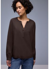 Langarmbluse Street One, Damen, Gr. 38, molten earth, Web, Obermaterial: 100% Viskose, unifarben, l&auml;ssig geschnitten h&uuml;ftbedeckend, V-Ausschnitt, 1-Knopf-Manschette, Blusen Langarmbluse, mit Splitneck