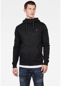G-Star Raw Kapuzensweatjacke G-STAR "Premium Basic Hooded Zip Sweater", Herren, Gr. XL (56/58), schwarz (dunkel schwarz), angeraute Sweatware, Obermaterial: 55% Baumwolle, 45% Polyester, unifarben, normal normal, Rundhals, Rippb&uuml;ndchen, Sweatjacken Kapuzensweatjacke