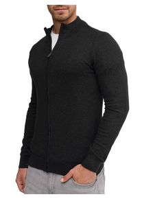 Strickjacke INDICODE "Tinos", Herren, Gr. XXL, grau (charcoal mix), Strick, Obermaterial: 80% Baumwolle, 20% Polyamid, unifarben, normal, hoch geschlossener Ausschnitt, Strickjacken Strickjacke