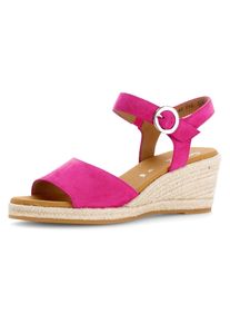 Keilsandalette Gabor "ATHEN", Damen, Gr. 42, pink, Ziegenveloursleder, unifarben, Schuhe Keilsandalette, Sommerschuh, Riemchensandale, mit Klettverschluss, G-Weite