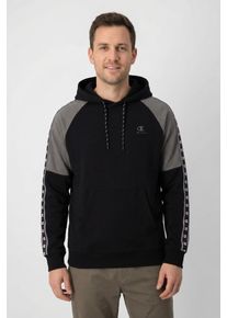 Kapuzensweatshirt Champion "Sports-inspired Interlock Hoodie with Tape detailing", Herren, Gr. M, nbk, dgg, Obermaterial: 82% Baumwolle, 18% Polyester, normal, Rundhals, Sweatshirts Kapuzensweatshirt, f&uuml;r sportliche Aktivit&auml;ten, mit Rundhalsausschnitt