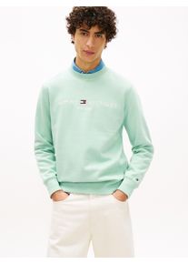 Sweatshirt Tommy Hilfiger "TOMMY LOGO", Herren, Gr. L, crushed mint, Sweatware, Obermaterial: 70% Baumwolle, 30% Polyester, normal h&uuml;ftbedeckend, Rundhals, eingesetzt Rippb&uuml;ndchen, Sweatshirts Sweatshirt, unifarben, casual, regular fit, Baumwollmix, Rundhals