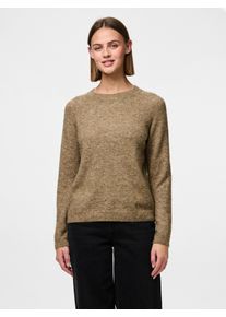 Strickpullover Pieces "PCJULIANA LS O-NECK KNIT NOOS BC", Damen, Gr. XL, beige (fossil), Strick, Obermaterial: 82% Polyester, 15% Polyacryl, 3% Elasthan, unifarben, regular fit h&uuml;ftlang, Rundhals, Pullover Strickpullover