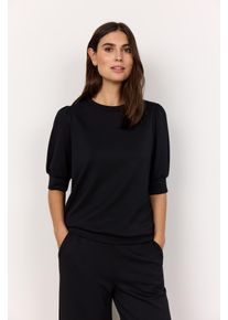 Kurzarmbluse soyaconcept "SC-BANU 83", Damen, Gr. M, schwarz, Sweatware, Obermaterial: 48% Modal, 48% Polyester, 4% Elasthan, unifarben, regular fit normal, Rundhals, Rippb&uuml;ndchen, Blusen Kurzarmbluse