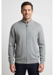 Strickjacke Pierre Cardin "Strickjacke StKrgRV", Herren, Gr. XL, grau (sharkgray), Strick, Obermaterial: 100% Baumwolle, unifarben, regular fit normal, ohne Ausschnitt, Rippb&uuml;ndchen, Strickjacken Strickjacke, mit Taschen