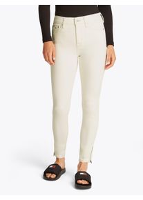Skinny-fit-Jeans Tommy Jeans "Nora Mid Rise Skinny Ankle Zip", Damen, Gr. 30, L&auml;nge 32, wei&szlig; (denim wei&szlig;), Denim/Jeans, Obermaterial: 93% Baumwolle, 5% Polyester, 2% Elasthan, unifarben, skinny fit kn&ouml;chelfrei, Jeans Skinny-fit-Jeans, in kn&ouml;chelfreier L&auml;nge, mit Rei&szlig;verschluss