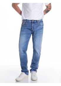 Straight-Jeans Replay "GROVER", Damen, Gr. 31, L&auml;nge 30, blau (medium blau 844), Denim/Jeans, Obermaterial: 99% Baumwolle, 1% Elasthan, straight fit lang, Jeans Straight-Jeans, in vielen verschiedenen Waschungen, mit Stretch