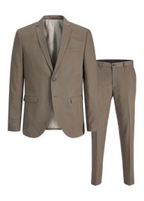 Jack & Jones Anzug JACK & JONES "JPRFRANCO Extra schmal, pflegeleicht, stilvoll mit fallendem Revers", Herren, Gr. 48, N-Gr, morel, Web, Obermaterial: 78% Polyester, 17% Viskose, 5% Elasthan, unifarben, slim fit, Anz&uuml;ge Anzug, Materialmix, slim fit, Topseller