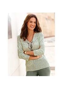 Strickpullover Inspirationen "Ajour-Pullover", Damen, Gr. 48, gr&uuml;n (lindgr&uuml;n, meliert), 33% Polyacryl, 30% Polyamid, 23% Polyester, 14% Baumwolle, gemustert, mehrfarbig, meliert, Pullover Strickpullover