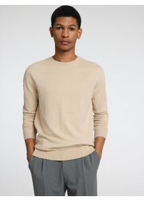 Rundhalspullover Selected "SLHBERG CREW NECK NOOS", Herren, Gr. S, beige (oatmeal detail:melange), Strick, Obermaterial: 100% Baumwolle, meliert, regular fit normal, Rundhals, Rippb&uuml;ndchen, Pullover Rundhalspullover, Baumwolle, regular fit