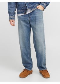 Jack & Jones Loose-fit-Jeans JACK & JONES "JJIEDDIE JJORIGINAL MF 710", Herren, Gr. 32, L&auml;nge 34, blau (blau, denim), Denim/Jeans, Obermaterial: 100% Baumwolle, Abriebeffekte, loose fit kn&ouml;chellang, Jeans Loose-fit-Jeans