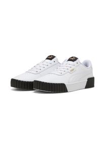 Sneaker Puma "CARINA 3.0", Damen, Gr. 38,5, wei&szlig; (Puma wei&szlig;, Puma gold, Puma schwarz), Leder, unifarben, Schuhe Sneaker, im klassischen Tennis-Stil, mit Schn&uuml;rung, mit weichem Textilfutter