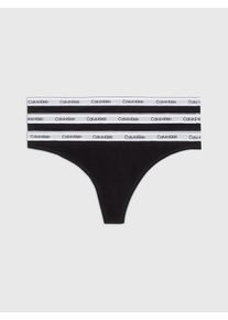 Tanga "3 PACK THONG (LOW-RISE)", Damen, Gr. XXL (46), 3 Stk., schwarz (schwarz, schwarz, schwarz), Jersey, Obermaterial: 90% Baumwolle, 10% Elasthan, Calvin Klein Underwear, unifarben, k&ouml;rpernah, Unterhosen Tanga, String low waist mit Logobund, Topseller