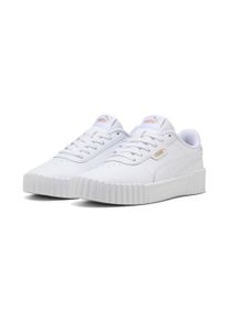 Sneaker Puma "CARINA 3.0 JR", M&auml;dchen, Gr. 37, wei&szlig; (Puma wei&szlig;, Puma gold), Synthetik, Schuhe Sneaker, mit Schn&uuml;rung, leicht profiliertes Laufsohlenprofil, f&uuml;r Jugendliche