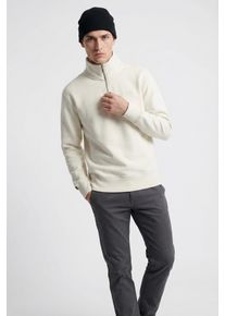 Sweatshirt Superdry "ESSENTIAL LOGO HENLEY", Herren, Gr. L, birch, angeraute Sweatware, Obermaterial: 70% Baumwolle, 30% Polyester, unifarben, loose fit normal, ohne Ausschnitt, Rippb&uuml;ndchen, Sweatshirts Sweatshirt