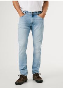 Tapered-fit-Jeans Pepe Jeans "TAPERED JEANS", Herren, Gr. 33, L&auml;nge 34, blau (bleached), Denim/Jeans, Obermaterial: 99% Baumwolle, 1% Elasthan, gerade, unten schmal lang, Jeans Tapered-fit-Jeans