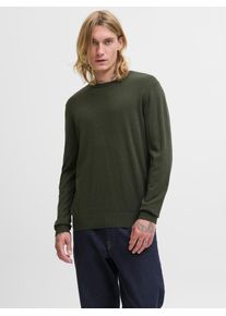 Jack & Jones Rundhalspullover JACK & JONES "JJEEMIL KNIT CREW NECK NOOS", Herren, Gr. L, duffel bag, Strick, Obermaterial: 60% Baumwolle, 20% Nylon, 20% Viskose, unifarben, regular fit normal, Rundhals, Rippb&uuml;ndchen, Pullover Rundhalspullover, Baumwollmischung, regular fit