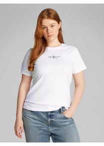T-Shirt "PLUS GRADIENT MONOLOGO SLIM TEE", Damen, Gr. XXXL(46), wei&szlig; (brilliant wei&szlig;), Single Jersey, Obermaterial: 100% Baumwolle, Calvin Klein Jeans Plus, unifarben, slim fit h&uuml;ftlang, Rundhals, abgesteppt, Shirts T-Shirt, in gro&szlig;en Gr&ouml;&szlig;en