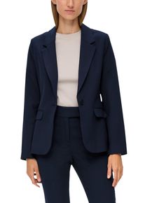 Kurzblazer s.Oliver BLACK LABEL, Damen, Gr. 46, blau, Web, Obermaterial: 47% Polyester, 47% Viskose, 6% Elasthan, unifarben, regular fit h&uuml;ftlang, V-Ausschnitt, Blazer Kurzblazer, mit Stretch und 1-Knopf-Verschluss