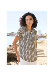 Kurzarmbluse Inspirationen, Damen, Gr. 44, sand, limone, bedruckt, 100% Viskose, bedruckt, gemustert, mehrfarbig, Rundhals, Blusen
