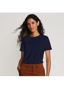 LANDS' END Supima Kurzarm-Shirt mit rundem Ausschnitt, Damen,  Blau, Baumwolle, by Lands' End